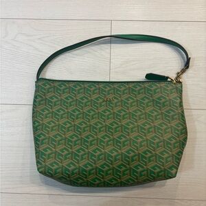 GUESS Geometric Green and Gold Shoulder Bag